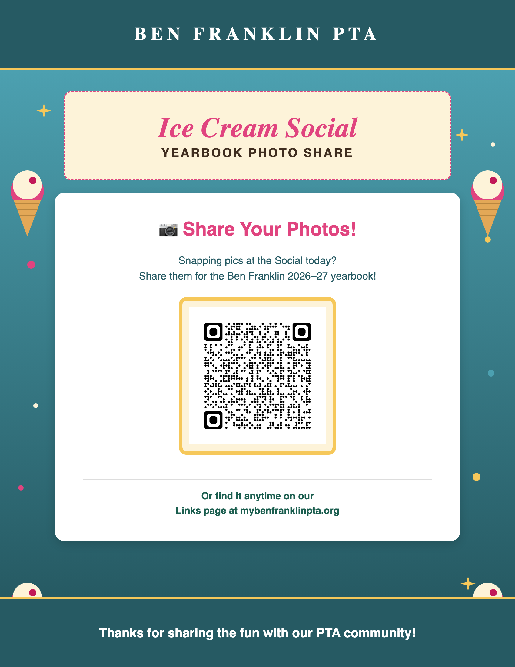 Ice Cream Social Photo Share flyer