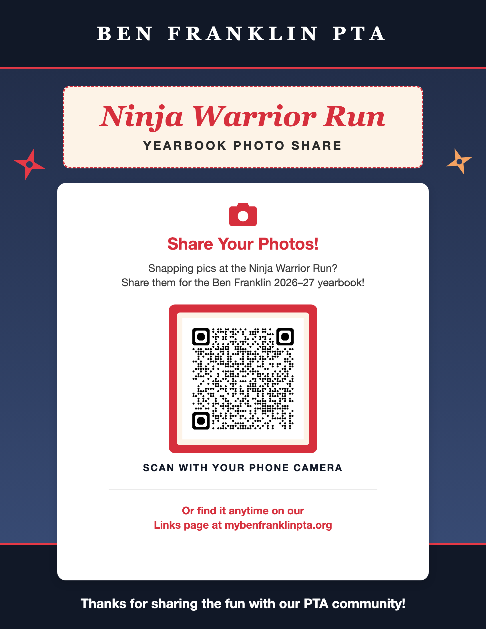 Ninja Warrior Run Photo Share flyer