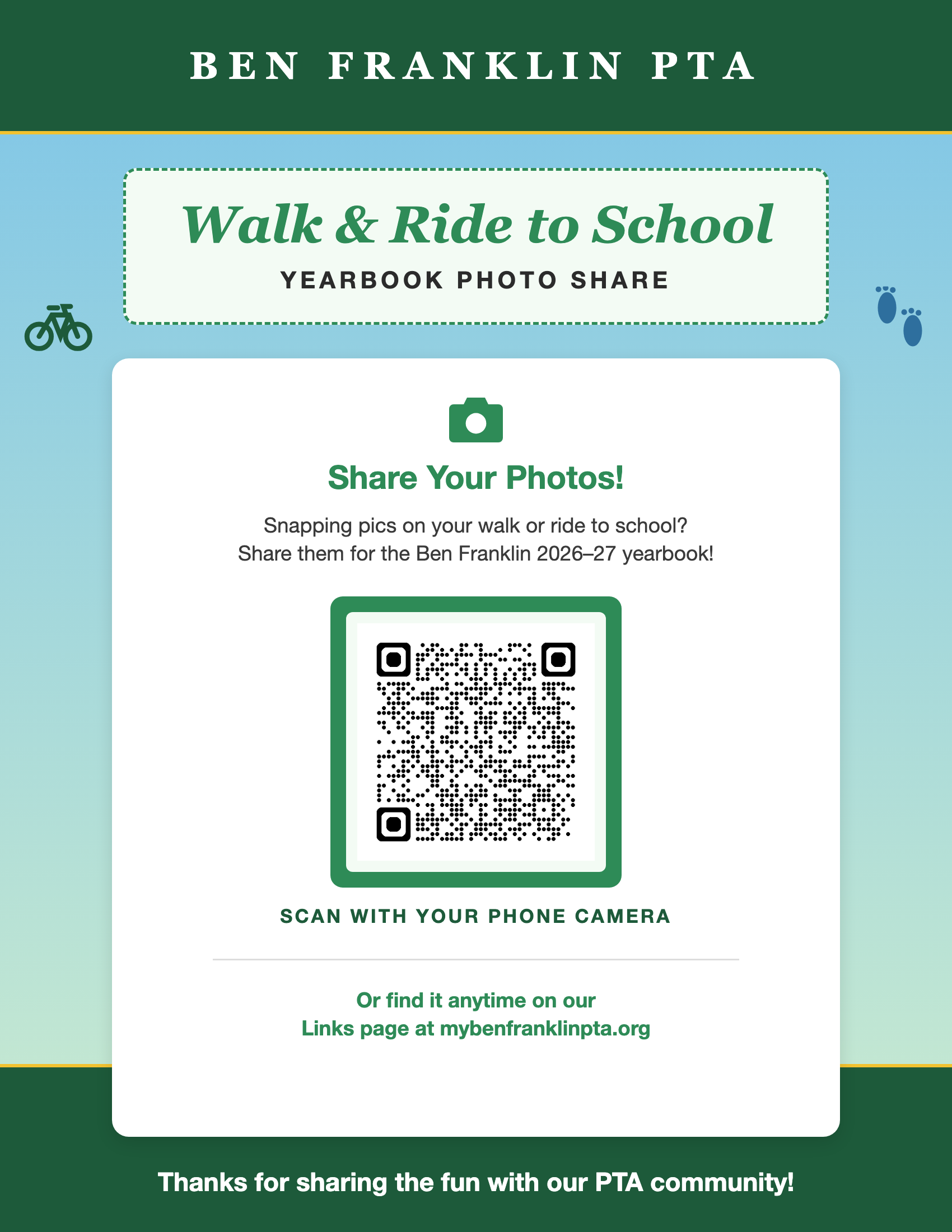 Walk and Ride to School Photo Share flyer